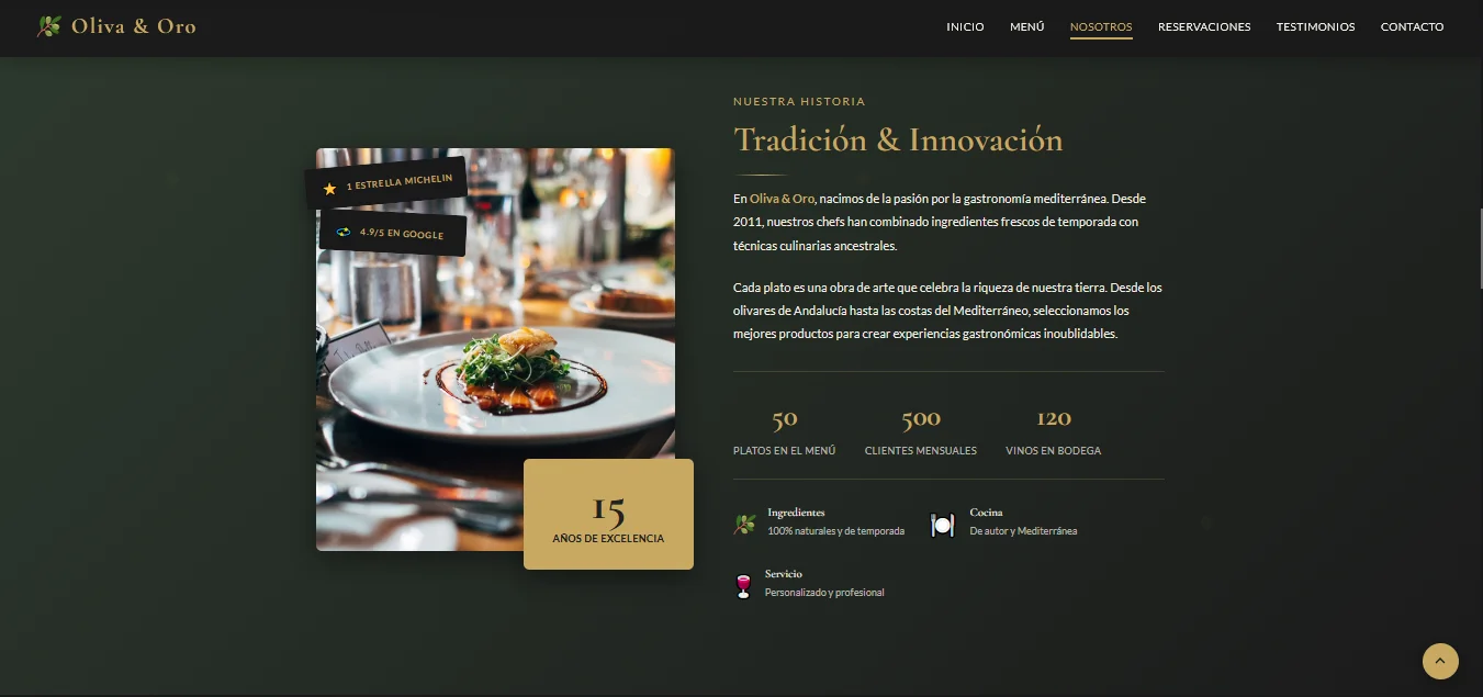 Pantalla 3 del proyecto Landing Page Restaurante