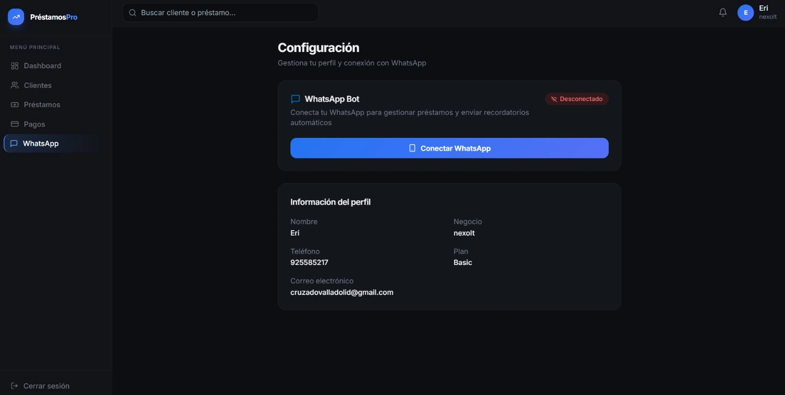 Pantalla 4 del proyecto Sistema de Préstamo con Bot